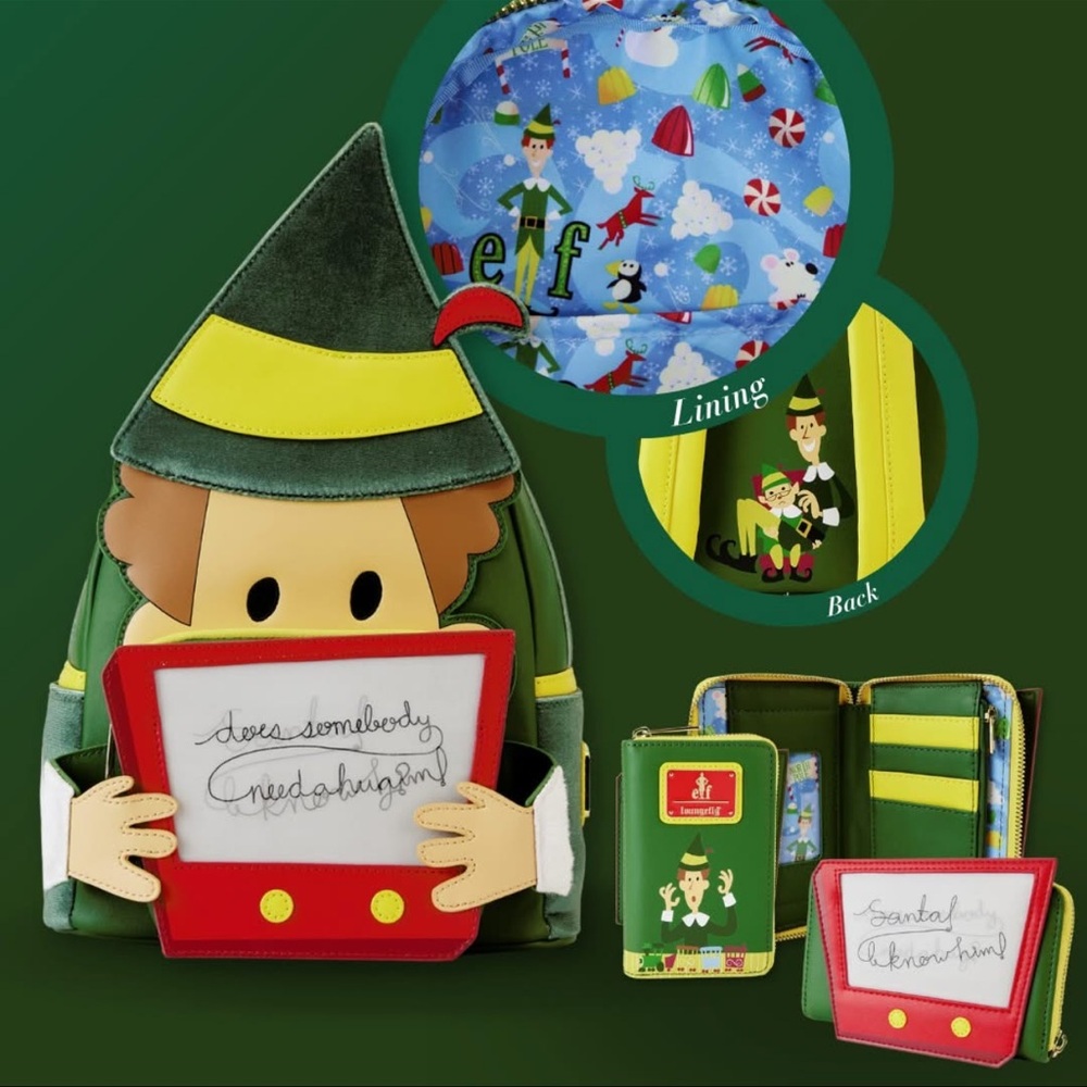 Loungefly Elf 20th Anniversary Cosplay Lenticular Mini Backpack & Wallet